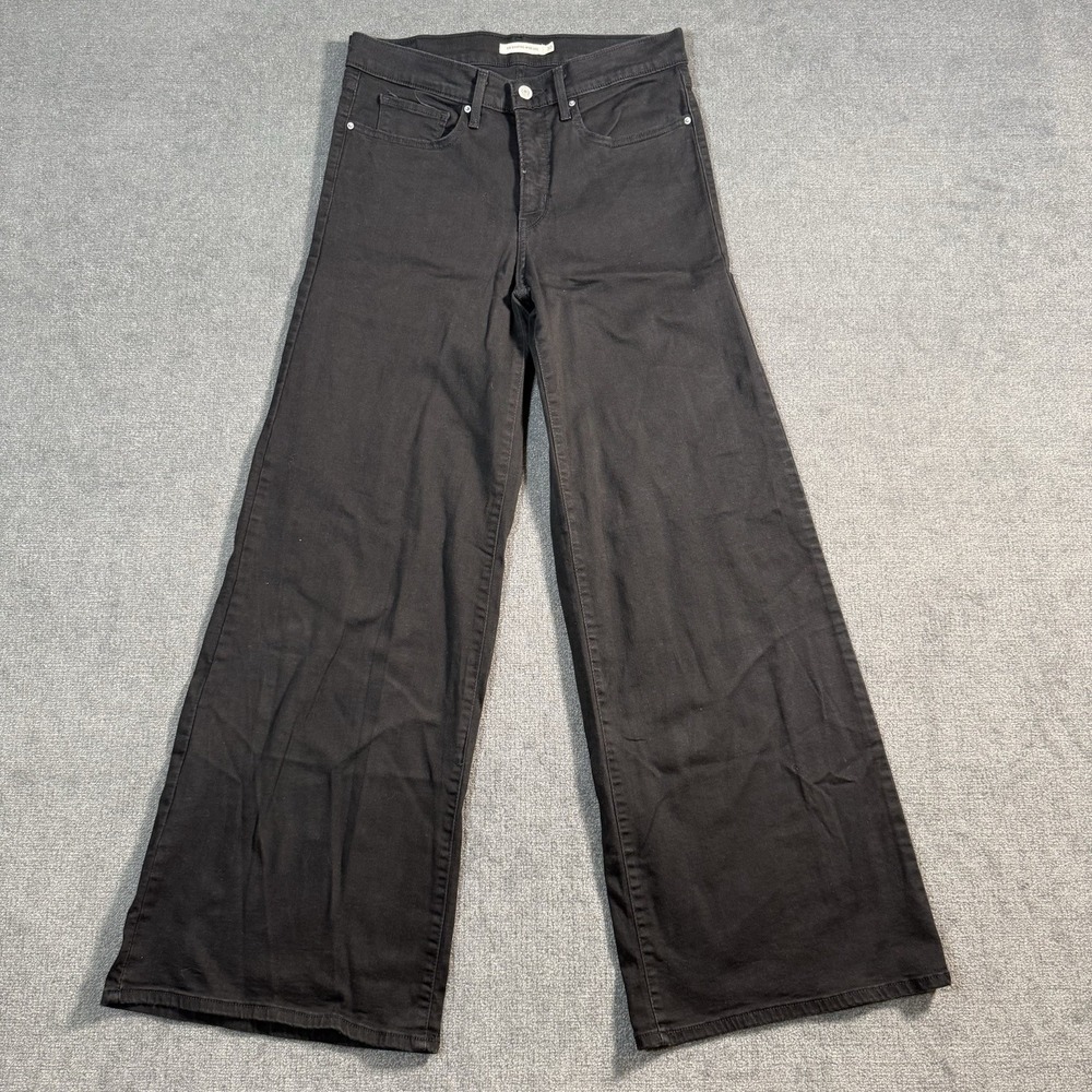 Levi's 318 Shaping Wide Leg Jeans Women's Size 30x32 Black Denim Stretch